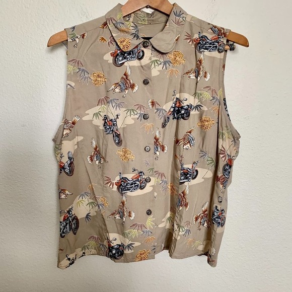 Harley-Davidson Tops - Harley Davidson Motor Cycles Sleeveless Button Down Shirt